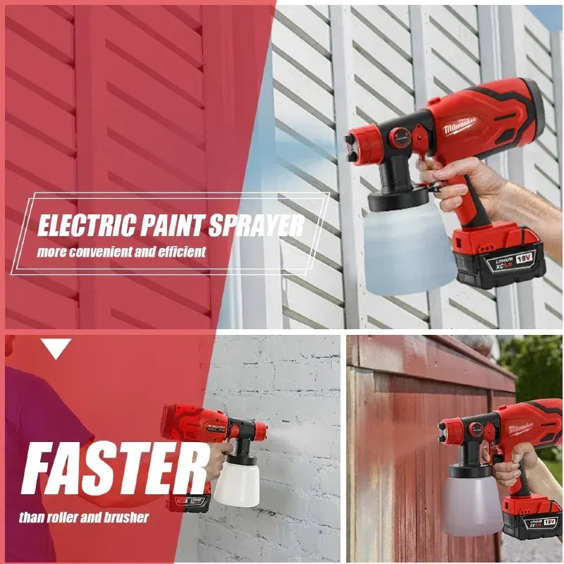 Milwaukee 800ML Paint Spray Gun Tank & 600W 39000 RPM Brushless Motor Auto Furniture Wall Car Sprayer For Milwaukee Battery