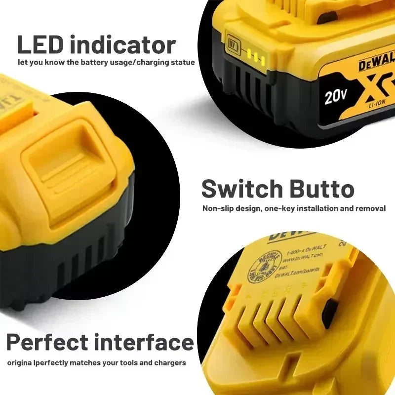 DEWALT battery 20V 2AH/5AH/6Ah & 60V-9AH rechargeable lithium-ion battery，DCB205 DCB201 DCB203 Power Tool battery. DEWALT 20V battery
