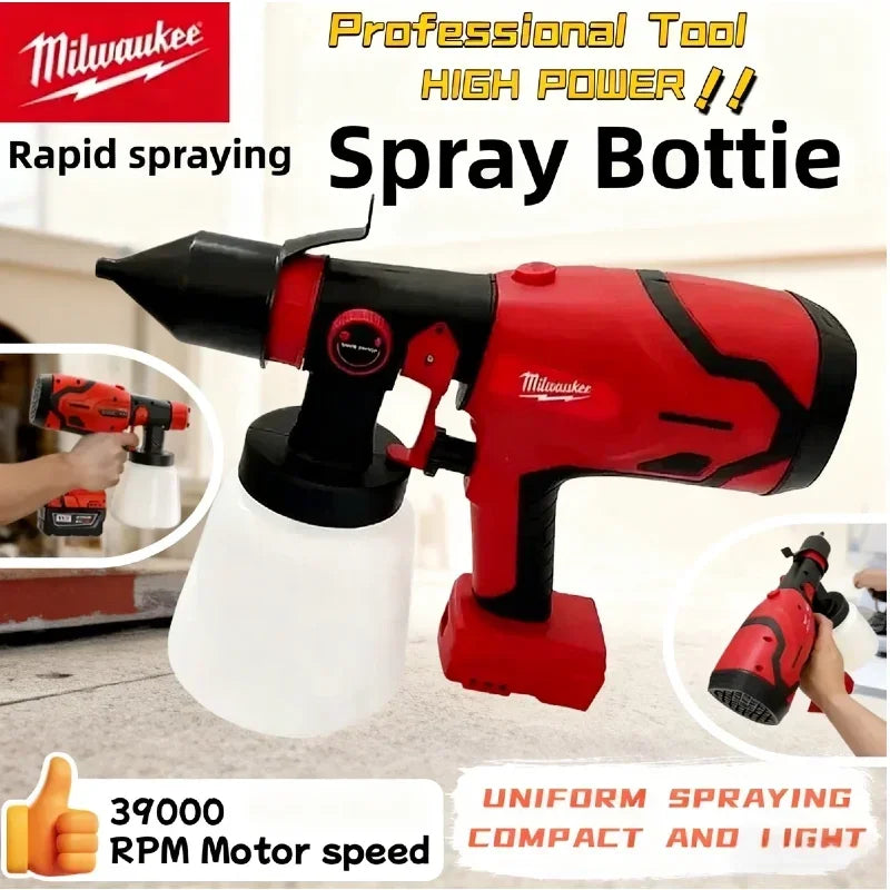 Milwaukee 800ML Paint Spray Gun Tank & 600W 39000 RPM Brushless Motor Auto Furniture Wall Car Sprayer For Milwaukee Battery