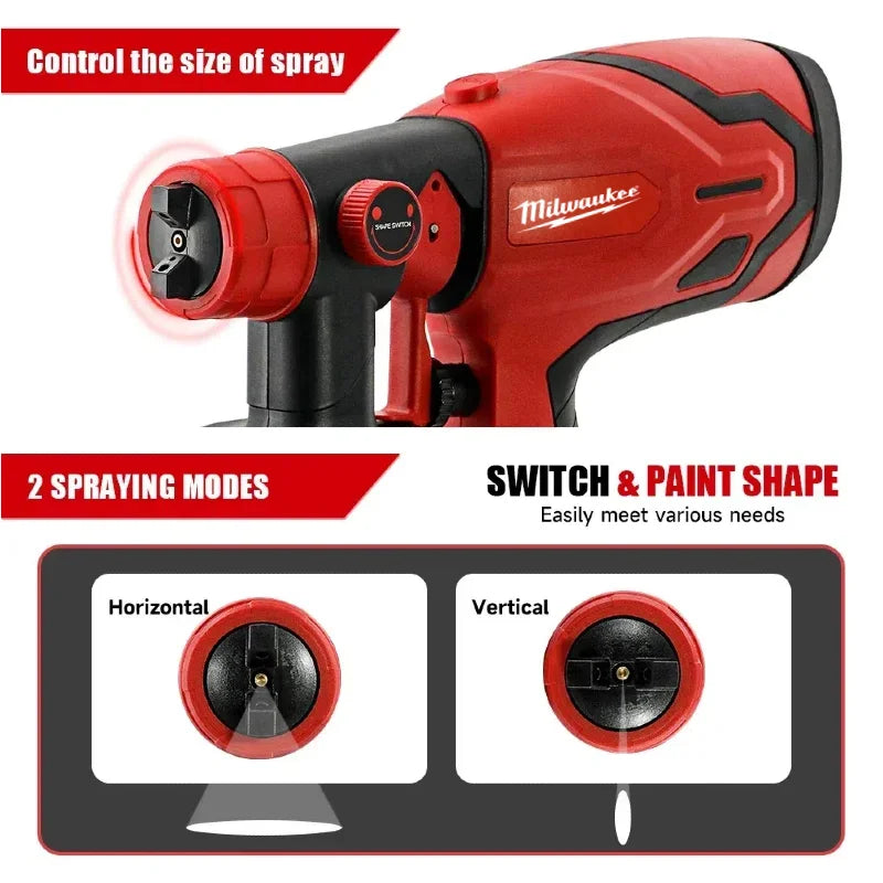 Milwaukee 800ML Paint Spray Gun Tank & 600W 39000 RPM Brushless Motor Auto Furniture Wall Car Sprayer For Milwaukee Battery