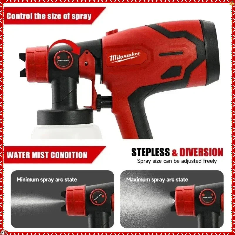Milwaukee 800ML Paint Spray Gun Tank & 600W 39000 RPM Brushless Motor Auto Furniture Wall Car Sprayer For Milwaukee Battery