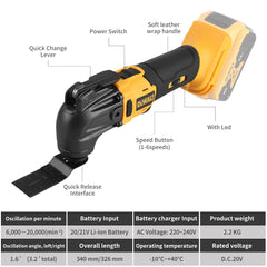 DEWALT 21V Max Brushless Cordless Oscillating Multi Tool w/5 Accessories,Tool-Free Quick Change,Cutting,Sanding Grout Removal