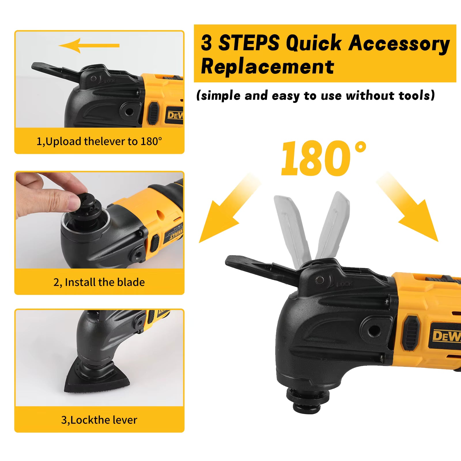 DEWALT 21V Max Brushless Cordless Oscillating Multi Tool w/5 Accessories,Tool-Free Quick Change,Cutting,Sanding Grout Removal